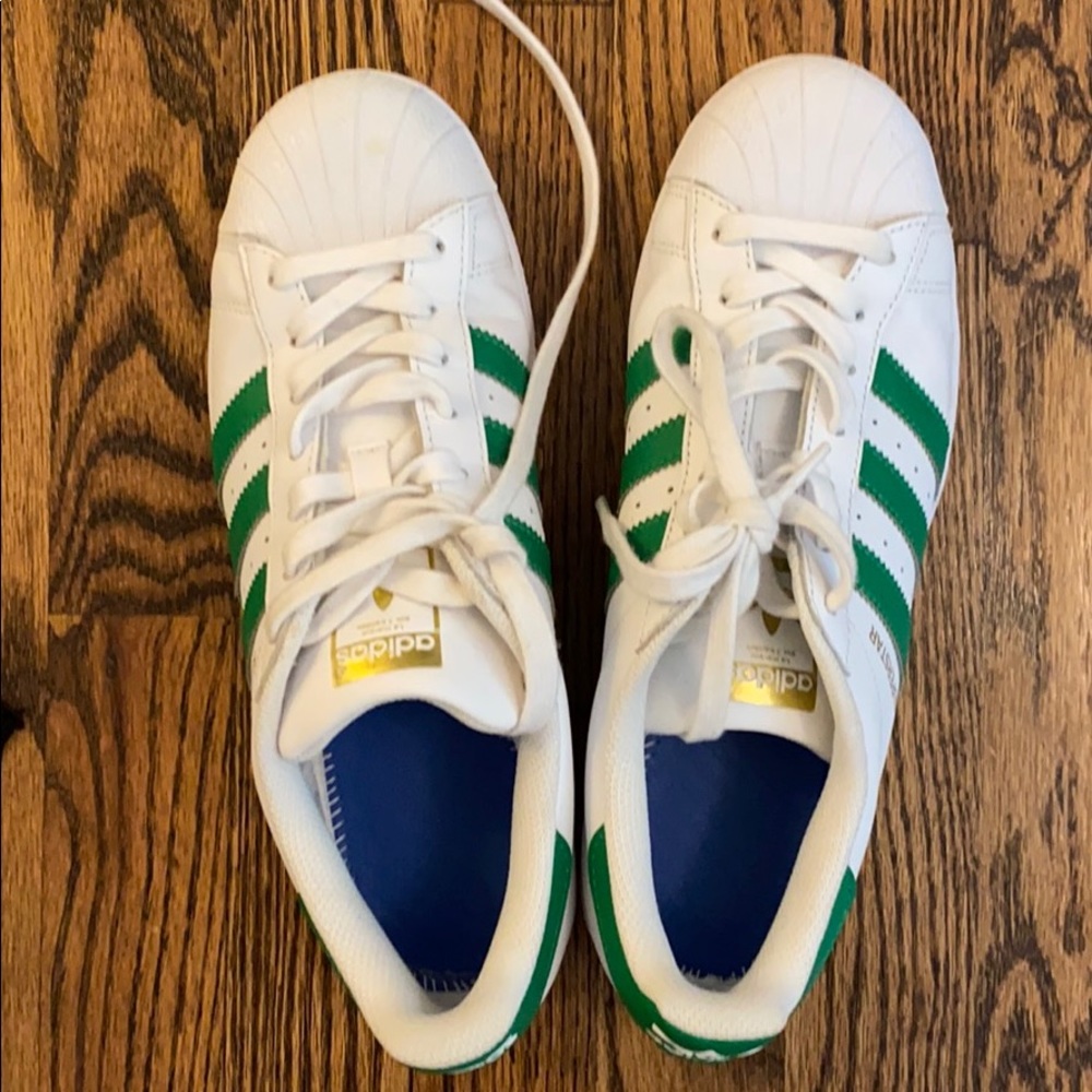 White/Green adidas superstars